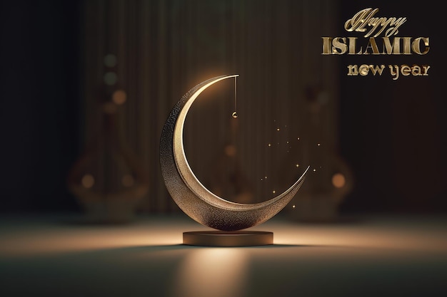 Islamic New Year The day of the beginning of the year according to the Islamic calendar the first day of the month of Muharram Muslim tradition religion moon Generative AI