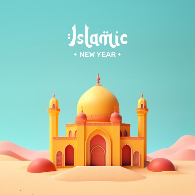 Photo islamic new year poster design