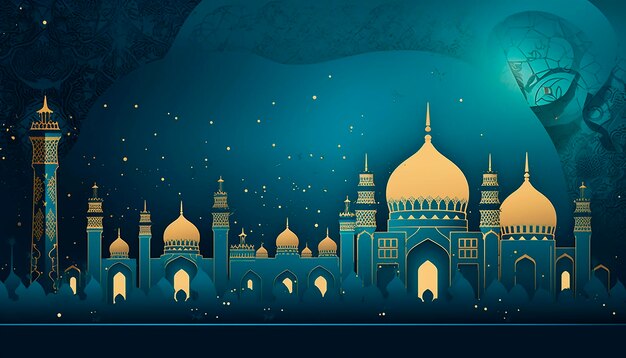 Islamic new year themed vector illustration space for text