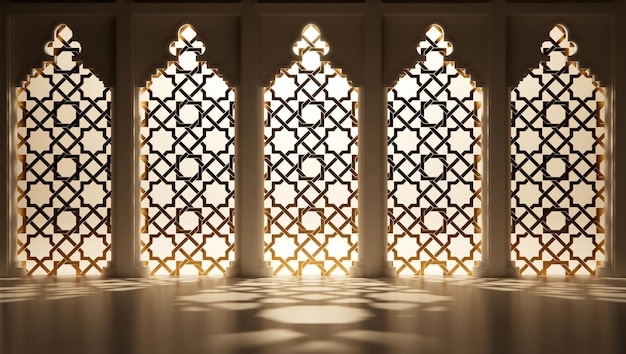 写真 窓飾りシーンとイスラムの常夜灯