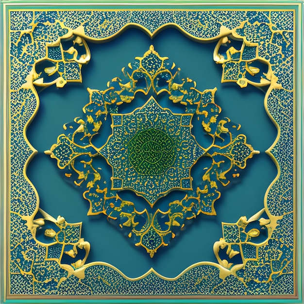 Islamic ornament 3d design illustration with arabesque pattern