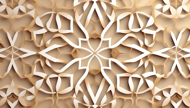 Islamic patterns 3d cream background Generative Ai