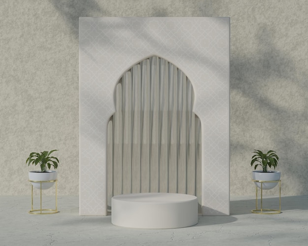 islamic podium display decoration, ramadan kareemc 3d illustration, stage pedestal or platform