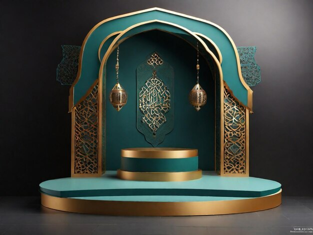 Islamic Podium luxury ramadan podium for display product presentation stage base ai generative