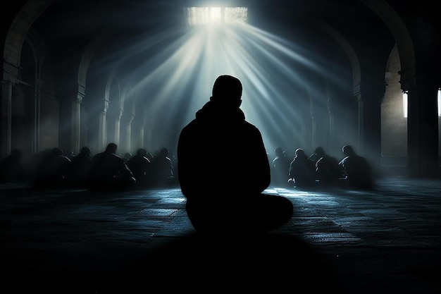 모스크 내부의 이슬람 기도 시간