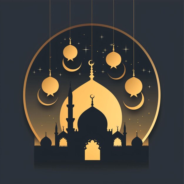 Islamic Ramadan 2024 Holiday Banner in Monochrome