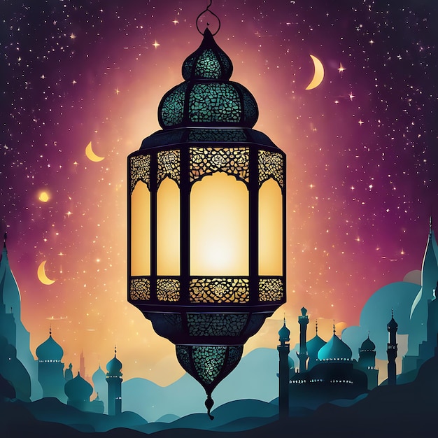 Islamic ramadan celebration lantern in fantasy style