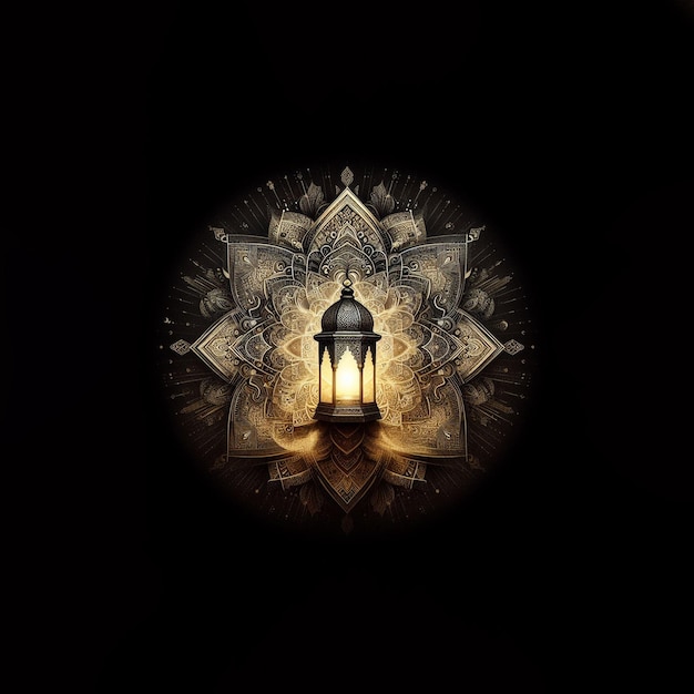 Islamic religious Creative lantern glowing with floral texture background design wallpaper backdrop