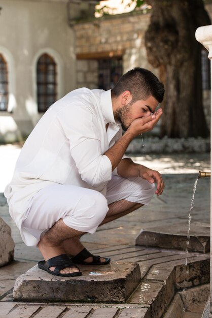 Islamic Religious Rite Ceremony Of Ablution Mouth Washing