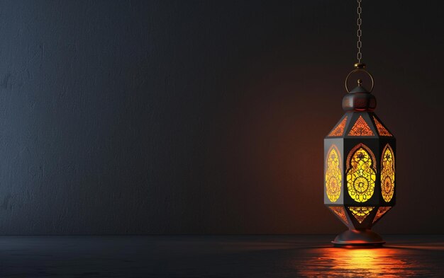 Фото Дизайн фонаря в исламском стиле для празднования рамадана с копировальным пространством