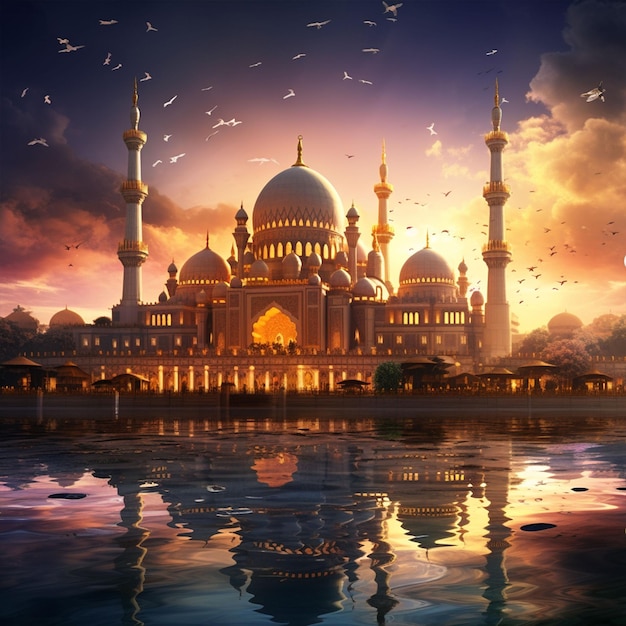 Islamic visual for festival with beautiful mosque