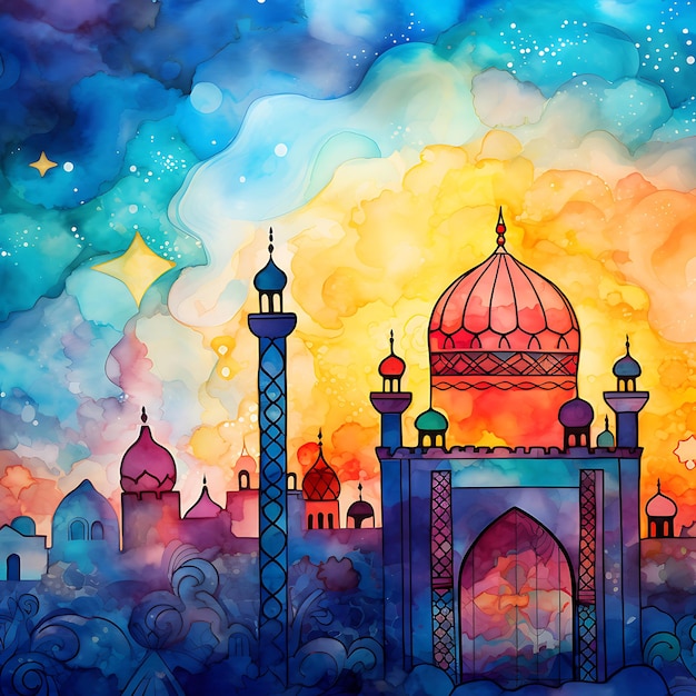 Islamic Watercolor Design a template background