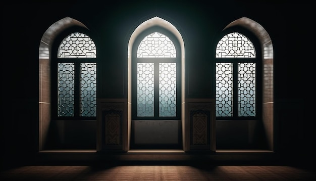 Photo islamic windows generative ai