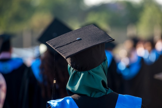 Islamic woman with graduate cap