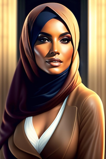 Islamic women wearing hijab beautiful muslim women portrait illustration