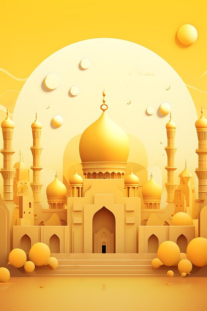 Islamic yellow mosque illustration