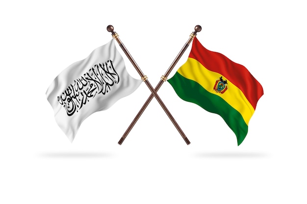 Islamitisch emiraat Afghanistan versus Bolivia twee vlaggen achtergrond