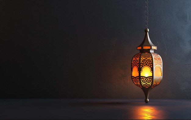 Foto islamitisch lantaarnontwerp voor de viering van de ramadan met kopieerruimte