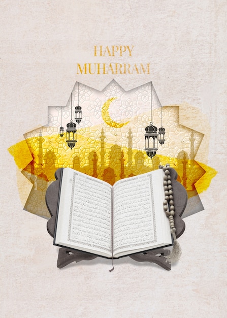 Islamitisch nieuwjaar collage ontwerp