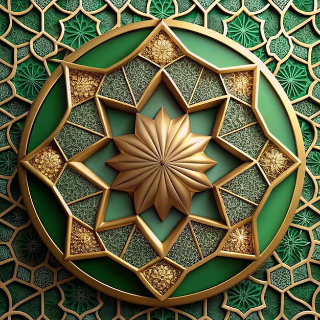 Islamitisch patroon zwarte groene gouden achtergrond