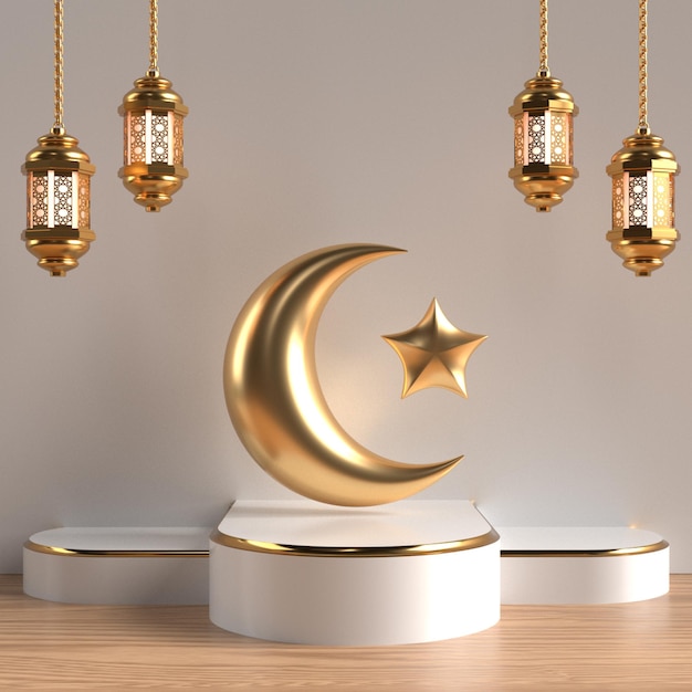Islamitisch podium eid alfitr Ramadhan voor productverkoop korting verkoop gouden stijl