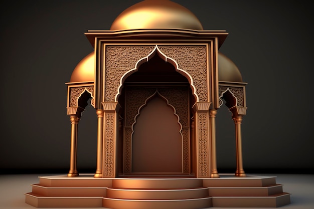 Islamitisch podium in bruin en goud