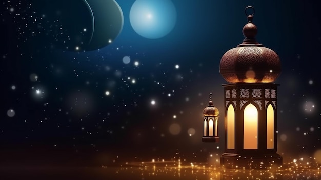 islamitische achtergrond met moskee en lantaarn voor ramadan eid al adha en eid ul fitr