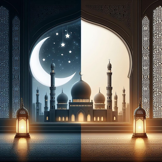 Islamitische achtergrond realistisch Eid Mubarak speciale 3d ai gegenereerd