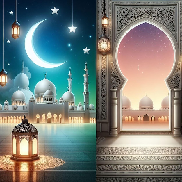 Islamitische achtergrond realistisch Eid Mubarak speciale 3d ai gegenereerd