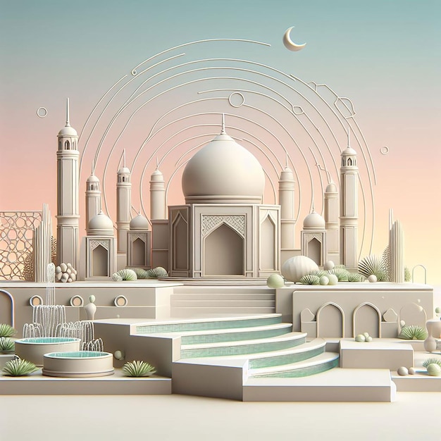 Islamitische achtergrond realistisch Eid Mubarak speciale 3d ai gegenereerd