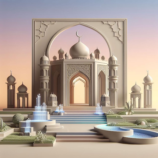 Islamitische achtergrond realistisch Eid Mubarak speciale 3d ai gegenereerd