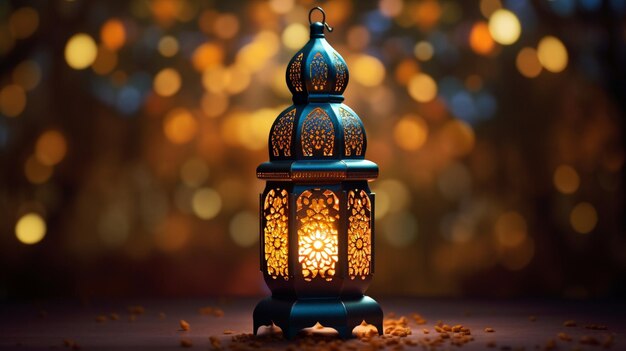 Islamitische decoratie achtergrond met lantaarn en halve maan luxe