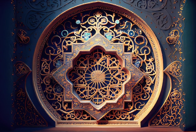Islamitische decoratie patroon interieur achtergrond Kunst en decoratief concept Digitale kunst fantasie illustratie Generatieve AI