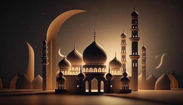Islamitische feestdag Ramadan kareem evenement achtergrond versieren met Arabische lantaarn Generatieve AI
