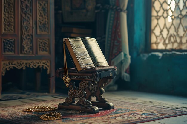 Foto islamitische gebedsbrooden of tasbih aan de rand gehangen