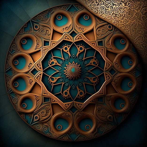 Islamitische geometrische Arabesque patroontextuur op de muur decoratieve houten achtergrond