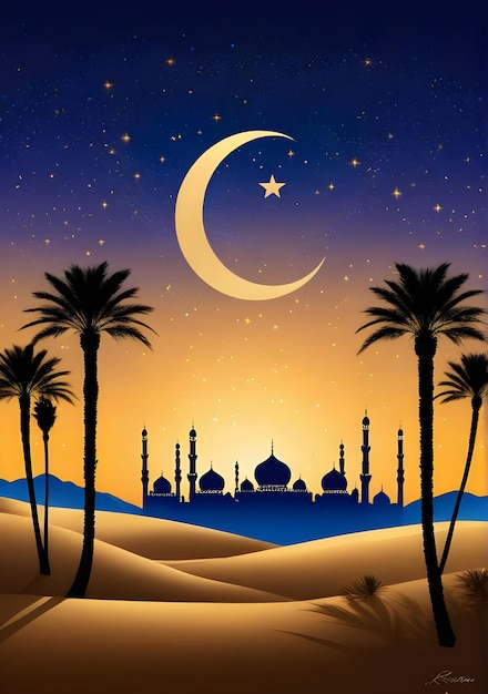 islamitische halve maan en zwevende ster Ramadan
