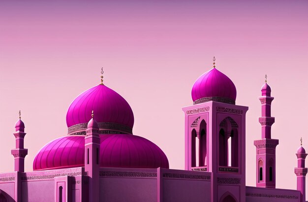 Islamitische Masjid Moskee Generatieve AI banner voor Ramadan Kareem en Eid Mubarak Groeten voor Moslim Islamitisch Festival Heilige maand ramzan Ramadan Achtergrond Illustratie