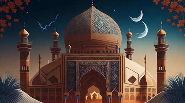 Islamitische nieuwjaars achtergrond met Eid mubarok achtergrond