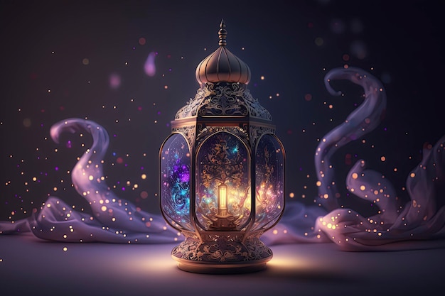 islamitische ramadan achtergrond luxe ramadan kareem lamp ai gegenereerd