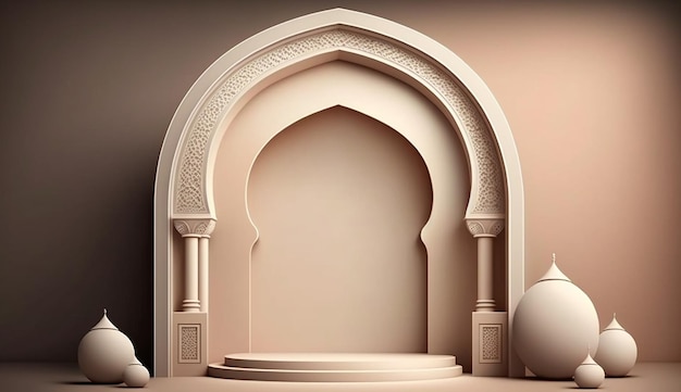 Islamitische render 3D-achtergrond realistische 3D-moskee generatieve ai