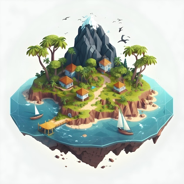 island background design, scene with island in the sea