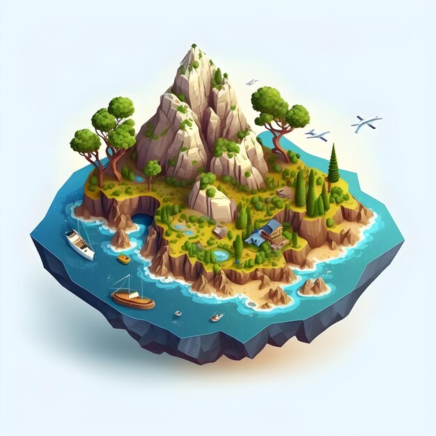 island background design, scene with island in the sea