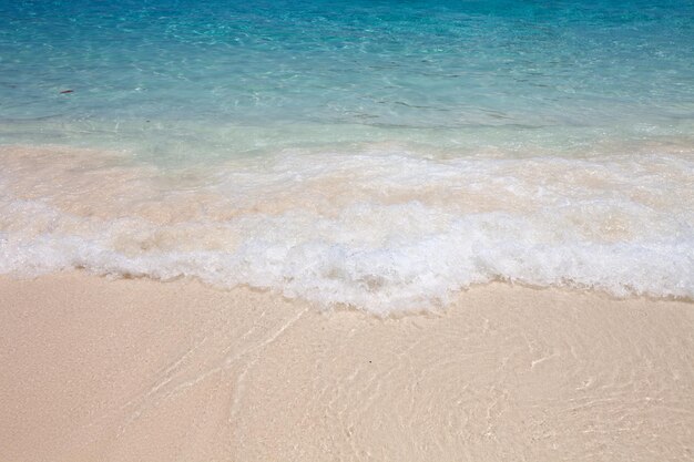 Island beach with waves in the daytime.