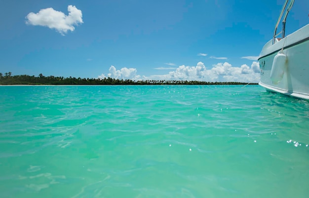 Island in the distance view from the water