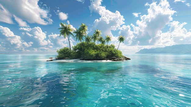 Island escape A remote tropical island is surrounded by turquoise waters offering a secluded paradise for those seeking tranquility