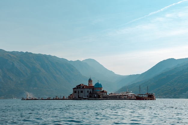 Photo island near the village of perast. montenegro