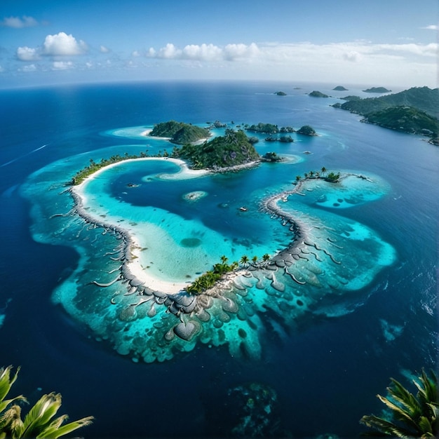 Foto isola nell'oceano con il cuore