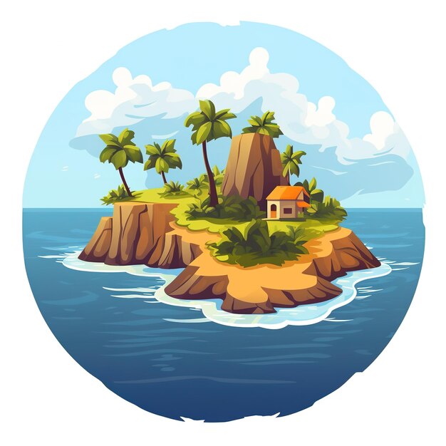 Photo island painted illustrations clip art set