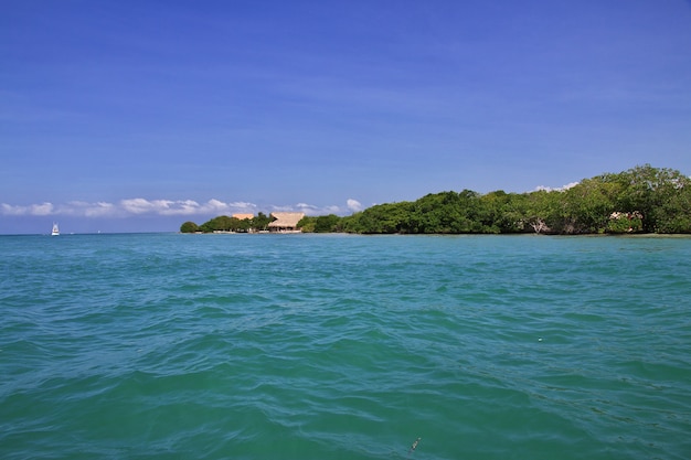 The island in Rosario islands of Caribbean sea close Cartagena in Colombia